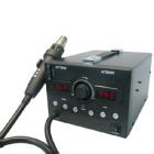 ·手柄采用防回風(fēng)設(shè)計(jì)，杜絕溫度過(guò)高燒手柄。

·自動(dòng)休眠，熱風(fēng)焊臺(tái)手柄放置焊臺(tái)架上，機(jī)器將自動(dòng)進(jìn)入休眠狀態(tài)，節(jié)省能源，延長(zhǎng)發(fā)熱體的使用壽命。

·加熱與冷風(fēng)切換非常方便。

·有工作模式記憶存儲(chǔ)功能，調(diào)用很方便。

·插卡式數(shù)據(jù)管理，避免操作人員隨意更改設(shè)置參數(shù)。

·關(guān)機(jī)冷卻，工作結(jié)束不使用機(jī)器，關(guān)閉電源開(kāi)關(guān)，機(jī)器將自動(dòng)冷風(fēng)延時(shí)關(guān)機(jī)。

·設(shè)有故障報(bào)警功能，當(dāng)機(jī)器出現(xiàn)故障時(shí)，機(jī)器將發(fā)出報(bào)警提示。

·雙窗口數(shù)碼顯示，濕度和風(fēng)量顯示直觀。

·手柄流線型設(shè)計(jì)，帶按鍵訊響。使用舒適方便。

·顯示的溫度值可攝氏與華氏任意轉(zhuǎn)換，使用方便。
