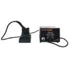 ·手柄特別輕巧，長(zhǎng)時(shí)間使用不會(huì)感到太疲勞。

·發(fā)熱體采用進(jìn)口耐溫材料，通過(guò)先進(jìn)工藝制成，壽命長(zhǎng)，更換發(fā)熱體成本低。

·發(fā)熱體使用低壓供電，保證了防靜電、無(wú)漏電、無(wú)干擾。

·獨(dú)特的溫度鎖定裝置。防止人員濫調(diào)溫度。

·分體式設(shè)計(jì)，體積小巧，容易擺放，特別節(jié)省工作空間。

·200℃~480℃溫度設(shè)定，溫控穩(wěn)定，準(zhǔn)確。

·焊咀（烙鐵頭）與國(guó)際品牌匹配，并根據(jù)用戶不同工作條件，可選配各焊咀。

·焊臺(tái)采用導(dǎo)電性材料制成，做到真正的防靜電。
